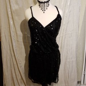 Express black sequin mini dress